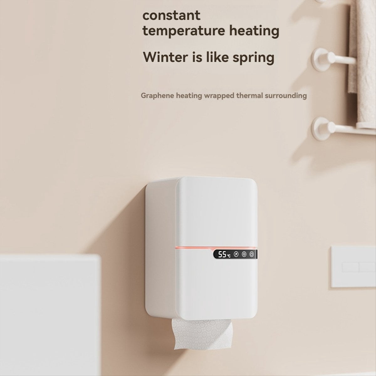 Wall Mounted Wet Wipe Heater Warmer with LED Display Wet Towel Dispenser USB Wipe Warmer Napkin Heating Box