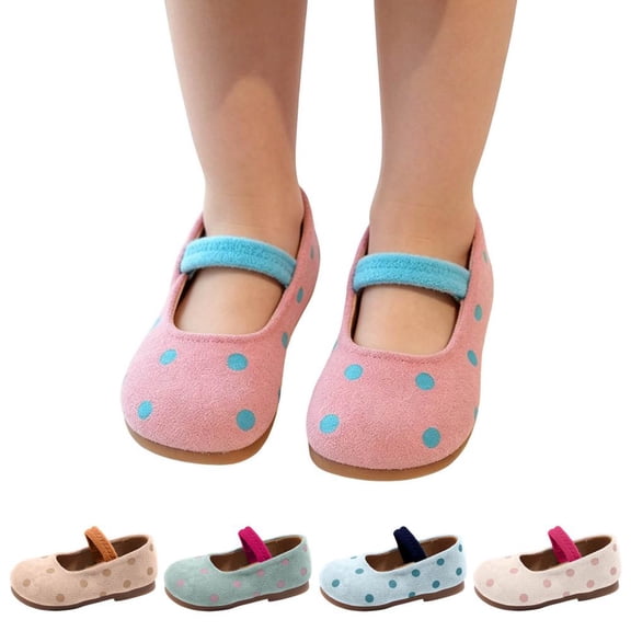 Bxsruta Toddler Girl Shoes Mary Janes Polka Dot Flat Shoes Casual Walking Shoes