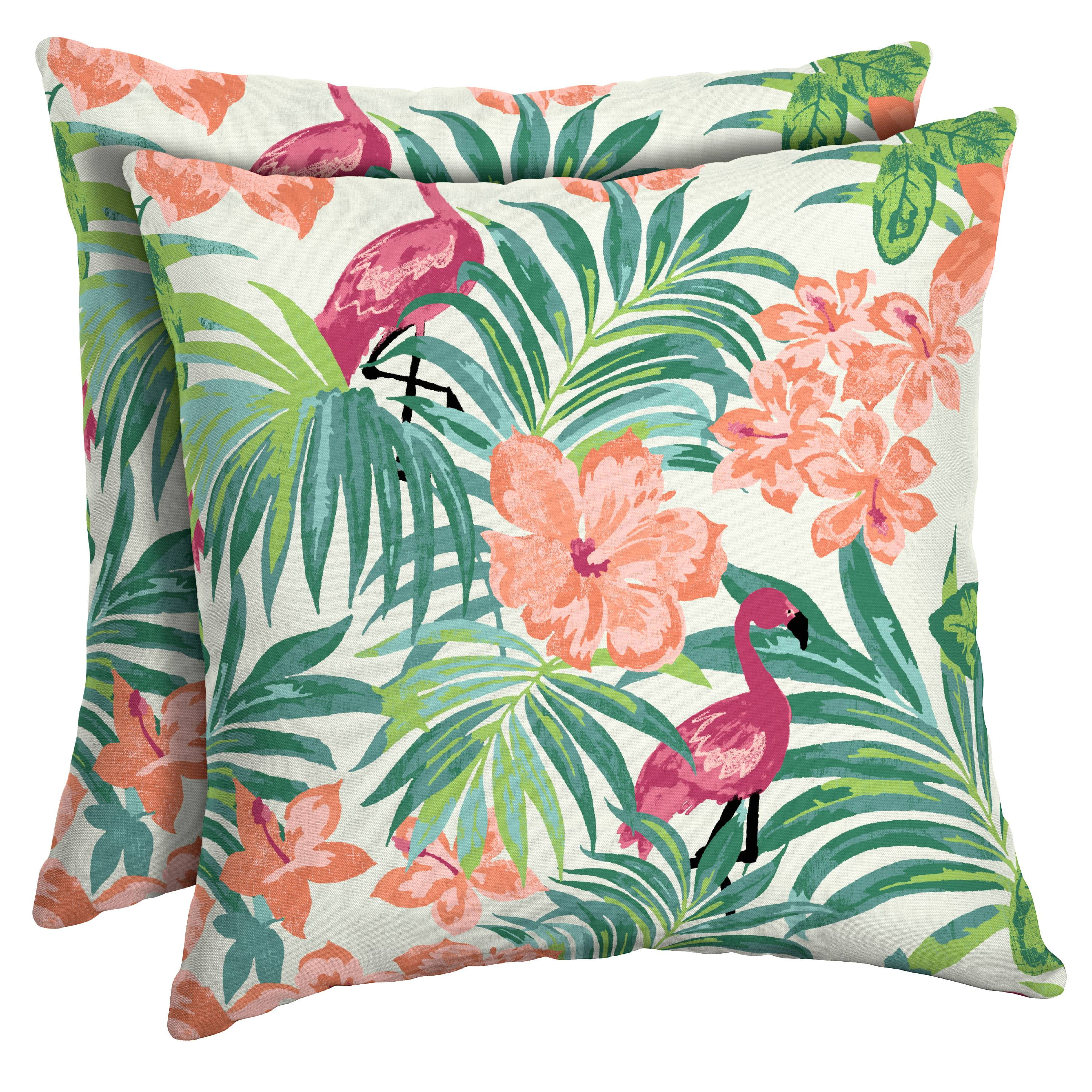 Arden Selections Luau Flamingo Tropical 16 x 16 in. Outdoor Toss Pillow