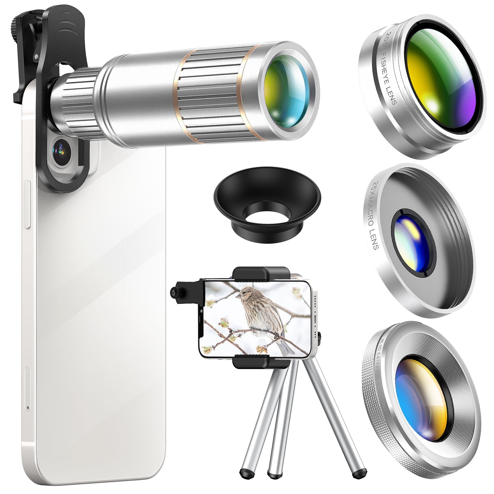More Beautiful Pictures With the iPhone lens 0.45X 140° Wide Angle Lens 12.5X Macro Lens Hvspring smartphone Optical glass Camera lens kit for iPhone 8/7/6 Plus Samsung and Most of Smartphone 2in1