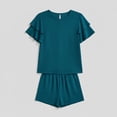 thumbnail image 5 of Two Piece Sets for Women Going out Summer Solid Color Slim Round Neck Short Sleeved Shorts Set, 5 of 5