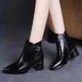 thumbnail image 2 of NECHOLOGY Botas Mujer Zapatos Botines para mujer Botines de de otoño para mujer, tacón grueso, tacón medio, Color sólido, punta estrecha, cremallera lateral, estilo informal (Black, 7), 2 of 7
