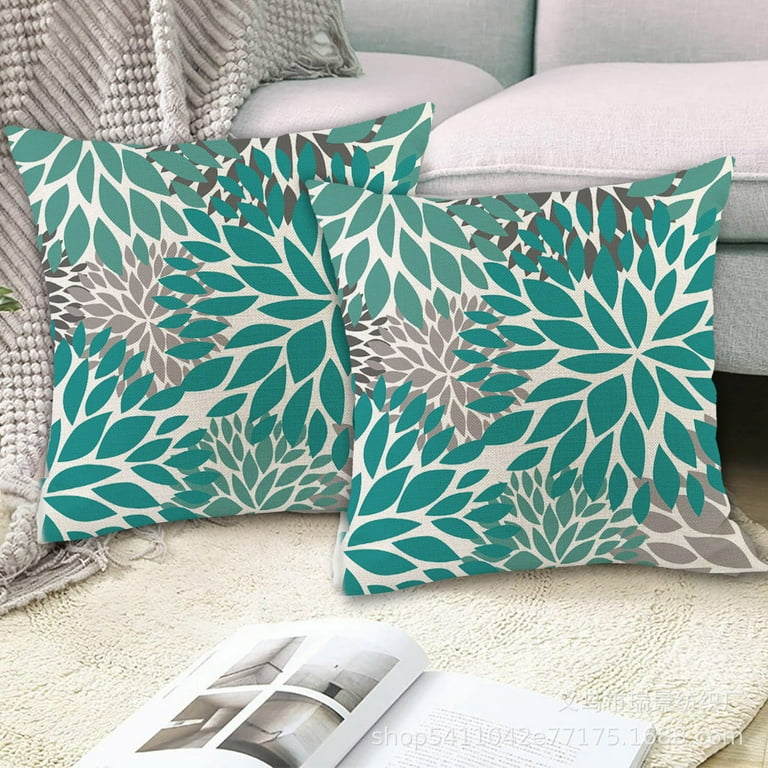 UUWENDA Green Pillow Covers 18X18 Set 4 Grey Upholstery Pillow Covers Sofa Modern Daisy Pillow Covers Living Room Sofa Bed Home Decor Walmart