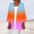thumbnail image 2 of Htigea Casual Cardigan for Women Loose Lightweight Open Front Cardigans Gradient Color Long Sleeve Tops Orange,XXL, 2 of 5
