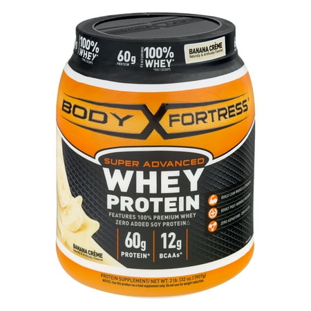 - Body Fortress Super Advanced Whey Protein, Banana Creme, 60g Protein, 2 Lb