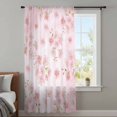 thumbnail image 4 of Pink Floral Sheer Curtains 45 Inches Long, Modern Farmhouse Aesthetic Shabby Chic Flower Light Filering Curtains, Breathable Simi Curtain Privacy Drapes for Kitchen Bathroom Small Window Treatment, 4 of 9