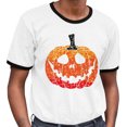 thumbnail image 2 of Pumpkin Face Ombre Ringer Tee Shirt Unisex Large White/Black, 2 of 5