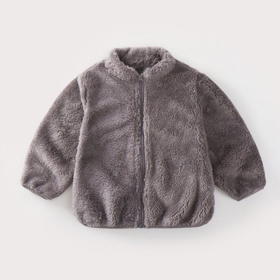 Utoimkio Toddler Baby Boys Girls Fleece Jacket Winter Thicken Warm Zipper Up Coat Winter Warm Outwear for Kids 1-6 Years