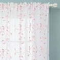 thumbnail image 7 of Deconovo Sheer Curtains 96 inches Long, Kids Room Pink Leaves Embroidered Drapes, Rod Pocket Voile Panels - 2 Panels, Each 52x96 in, Pink, 7 of 7