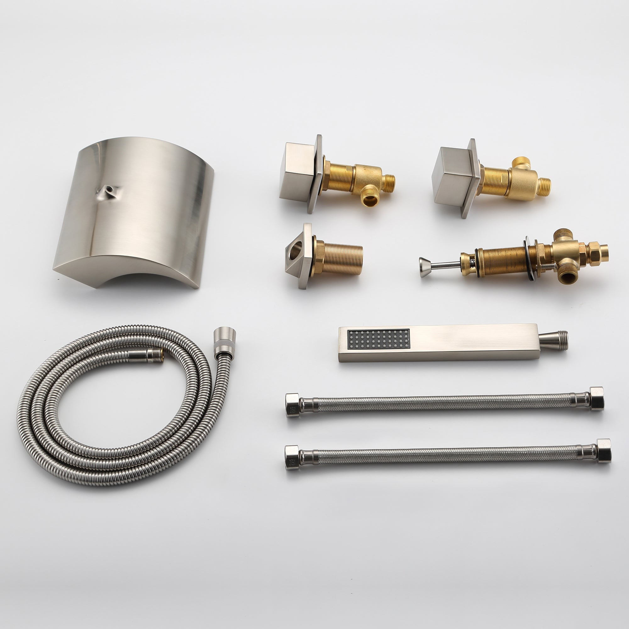 Brushed Nickel High Flow Bathtub Faucet with Sprayer, Waterfall Tub Spout with Diverter