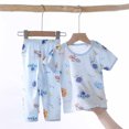thumbnail image 4 of KkSLirnhs Boys Shirts under $5 Summer Toddler Kids Baby Girls Boys' Casual Short Sleeve Casual Loungewear Thin Air-conditioned Clothes Home Clothes Two Piece Set Blue 10-11Y, 4 of 4