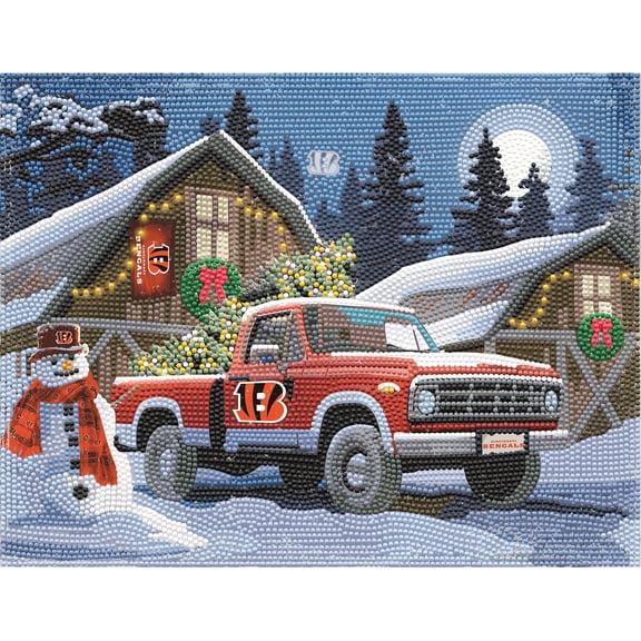 Cincinnati Bengals Winter Truck Diamond Art Holiday Craft Kit