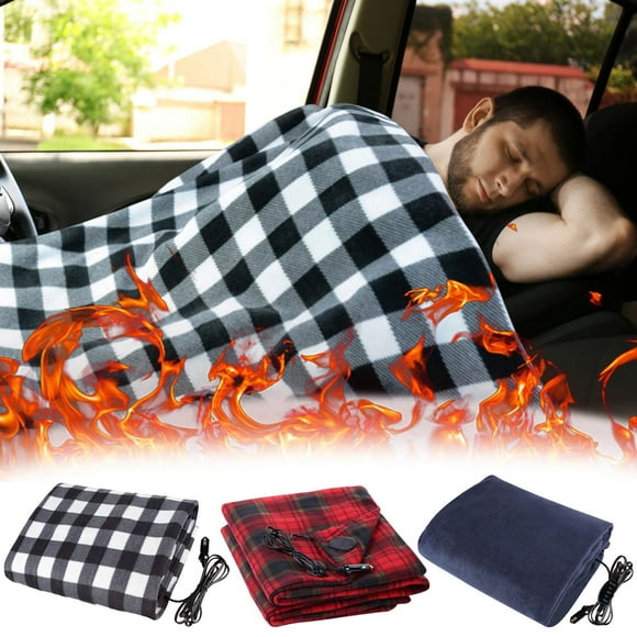 Heated Car Blanket - 12V Electric Blanket for Car, Truck, SUV, or RV - Plaid Portable Heated Throw - Camping (59.1*43.3")
