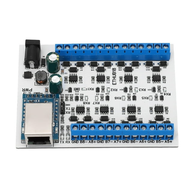 Convertidor de concentrador RJ45 a 8 RS485 TVS con protección contra sobretensiones de 115200 BPS, placa concentradora para monitoreo de seguridad, módulo concentrador de CC de 7 a 30 V