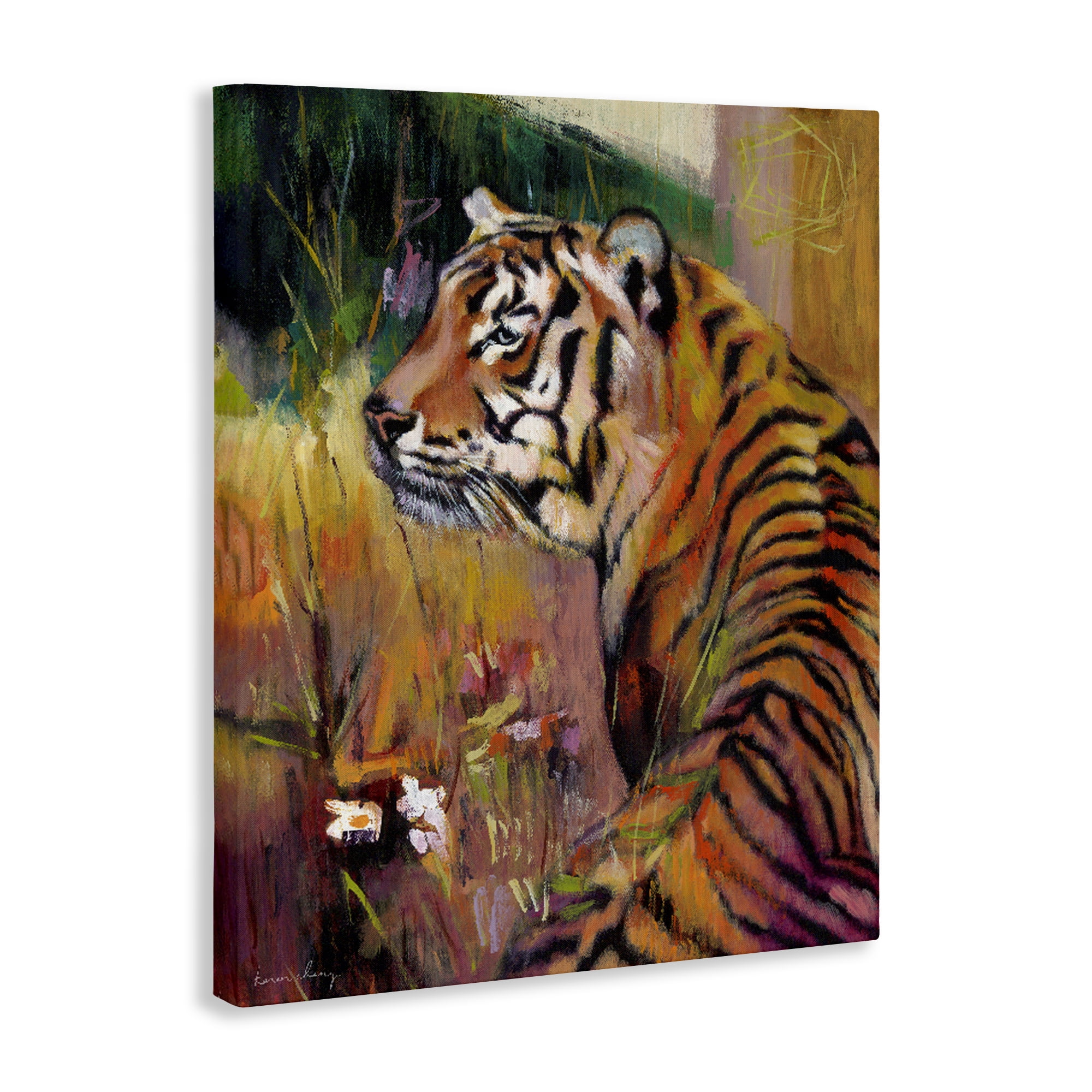 Stupell Industries Patience Tiger in Wait Canvas Wall Art, design by Karen Chang