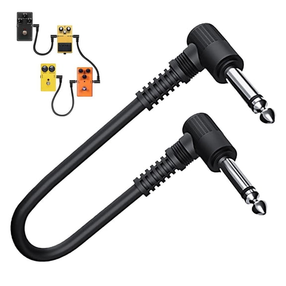 3 Pack Guitar Patch Cables 15CM,6.35MM Effects Pedal Board Cord,Soft Braided 1/4 Right-Angle Instrument Audio Cable,Pedalboard Connector TS Wire for Amp/Amplifier,Mixer,Electric Bass