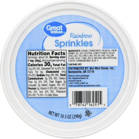 (2 Pack) Great Value Sprinkles, Rainbow, 10.5 oz