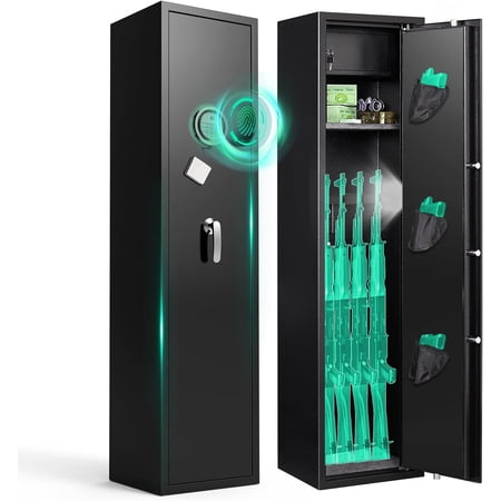 8-12 Fingerprint Gun Safe Safe Gun Safe for Home Security No Assembly Required Quick Access Biometric Gun Cabinet Dual Alarm & Mute Mode Switching