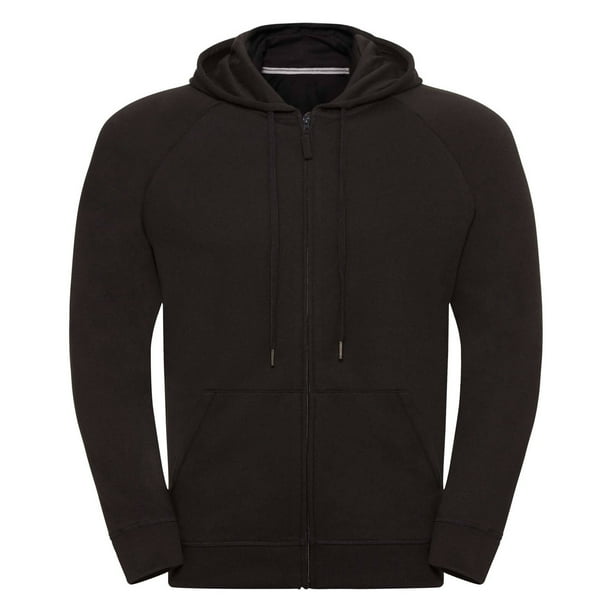 Russell - Sudadera con capucha y cremallera para hombre (Negro)