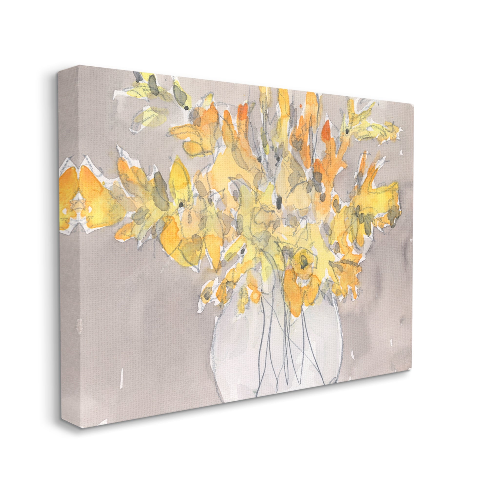 Stupell Industries Modern Yellow Petals Blossoms Floral Arrangement Vase Painting Gallery Wrapped Canvas Print Wall Art, Design by Samuel Dixon