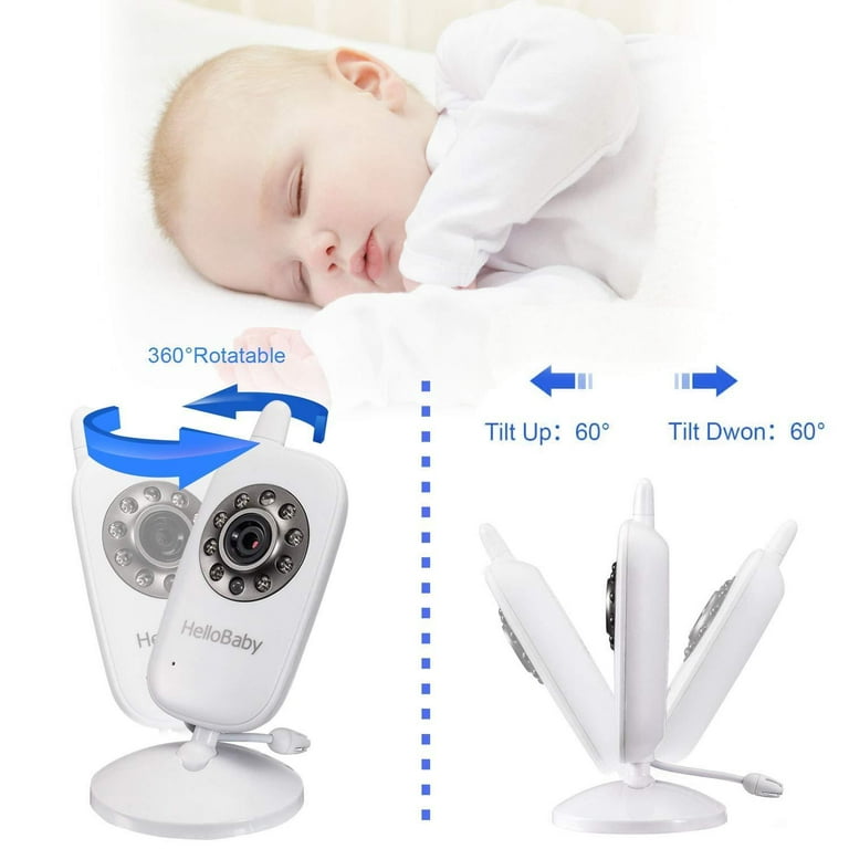 Hello Baby Video Baby Monitor with Camera and Audio, Keep Babies Nursery  with Night Vision, Talk Back, Room Temperature, Lullabies, 960ft Range and  Long Battery Life 
