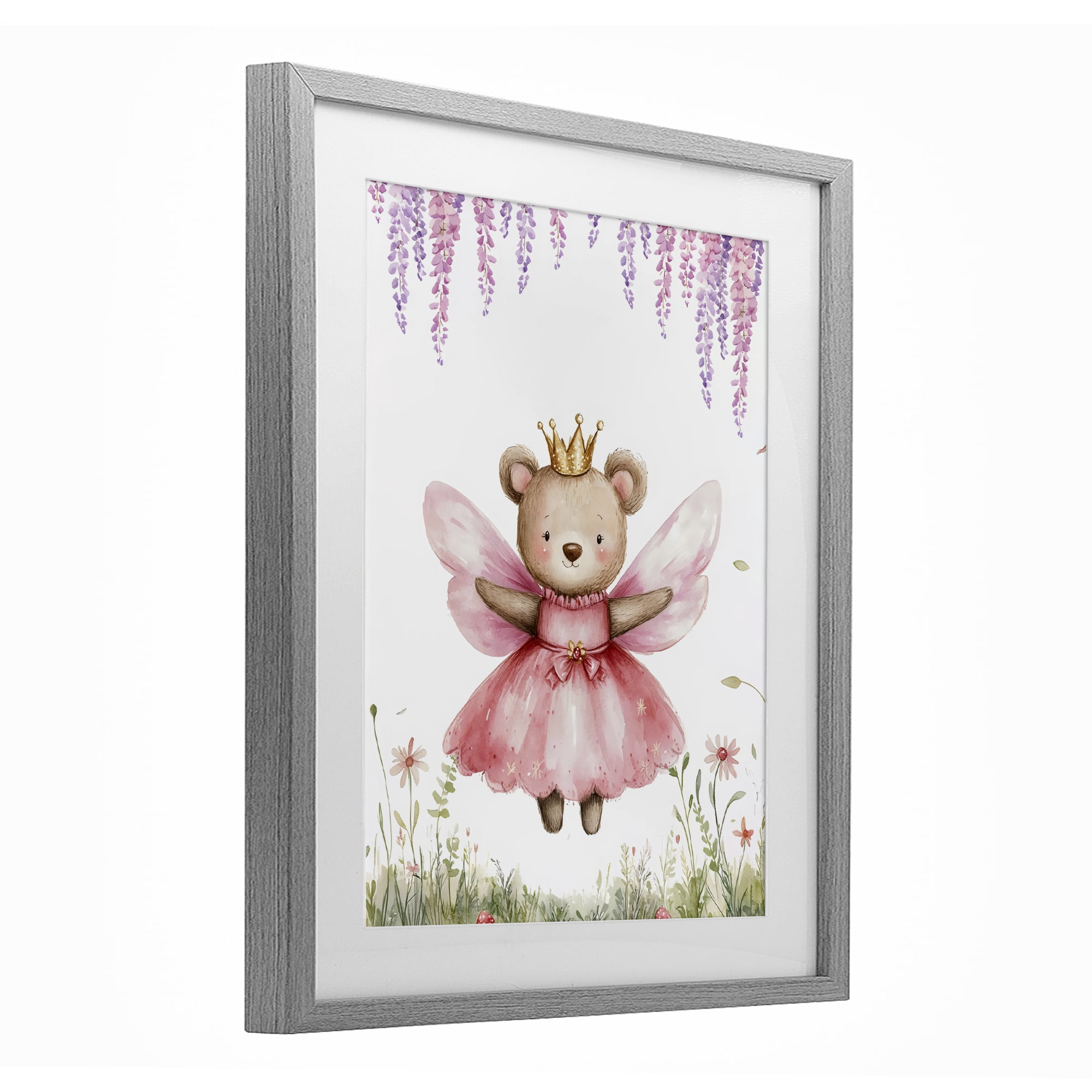 Stupell Industries Woodland Bear Forest Fairy Gray Framed Print Under Glass, design by LSR Design Studio