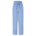 thumbnail image 7 of Scyoekwg Women's Wide Leg Pants with Pockets High Waist Tie Knot Straight Leg Pant Loose Casual Trousers Business Work Casual Pants (Light Blue,M), 7 of 7