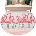 thumbnail image 2 of Pink Flamingo Round Rugs 7ft, Summer Tropical Flamingo Hawaii Animals Non Slip Washable Rug Runner, Low Pile Indoor Floor Carpet Mat Bathroom Rugs for Living Room, Bedroom, Kids Room, 2 of 9