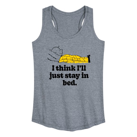 Peanuts - I Think I'll Stay In Bed - Women's Racerback Tank Top