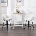 thumbnail image 5 of ONEVOG 26.4'' Swivel Counter Height Stool, Sherpa Upholstered Bar Stool with Barrel Arms & Backs, Modern Counter Stool for Kitchen Island, White, 5 of 9