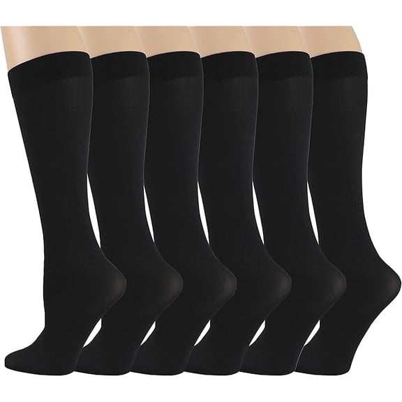 6 Pairs Pack Women Stretchy Spandex Trouser Socks Opaque Knee High