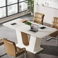 thumbnail image 4 of Tribesigns 55-Inch Conference Table, Rectangular Small Meeting Table for 4-6 People, Wood Modern Seminar Table with U-Shaped Base for Office Conference Room, Cream White, 4 of 7