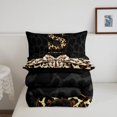 thumbnail image 5 of Manfei Leopard Print Alphabet S Queen Comforter Set,Cheetah Bowknot Comforter Sets Queen,Black Brown,Black Reversible,3 Pieces,1 Comforter and 2 Pillowcases, 5 of 7