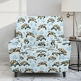 thumbnail image 2 of FKELYI Blue Coral Turtle Print Reclining Chair Slipcover 4 Pcs Stretch Recliner Cover Fitted Sofa Couch Cover with Pocket Anti-Dust Furniture Protector for Armchair, 2 of 7