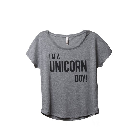 Thread Tank I'm A Unicorn DOY Women's Relaxed Slouchy Dolman T-Shirt Tee Heather Grey Small