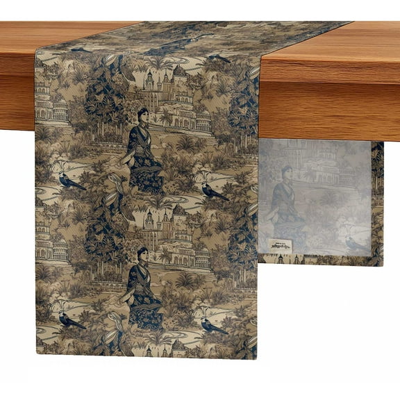 Vargottam Cotton Twill Table Runner - 14" Wide, Asian Print, Dining Table Runner for Farmhouse & Modern Decor - Machine Washable - Multiple Sizes (60" to 120")