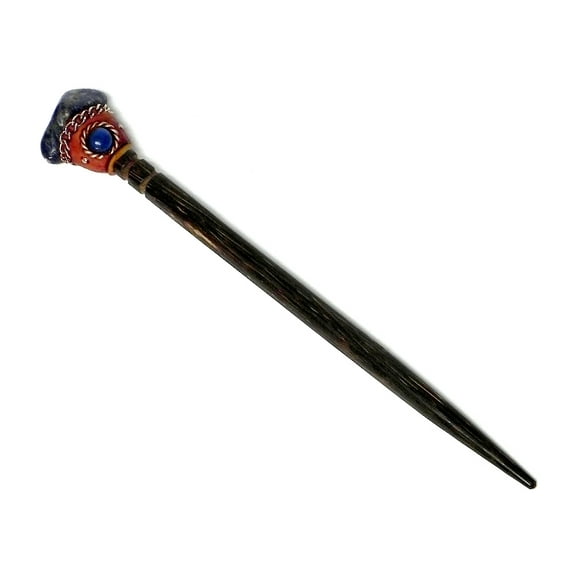 Natural Tumbled Healing Gemstone Crystal Chonta Wooden Hair Stick Pin - Womens Fashion Handmade Gifts Boho Reiki Accessories