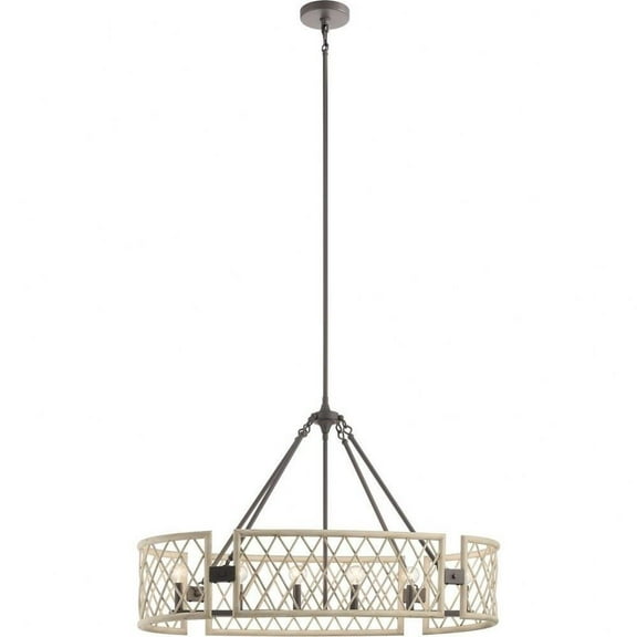 Industrial Farmhouse Six Light Chandelier-White Washed Wood Finish Bailey Street Home 147-Bel-4187466