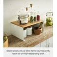 thumbnail image 2 of Yamazaki Home Stackable Countertop Shelf - Two Sizes, White, Steel + Wood, Large,  Stack up to two, Supports 11 pounds, Stackable, Minimal Assembly, 2 of 7