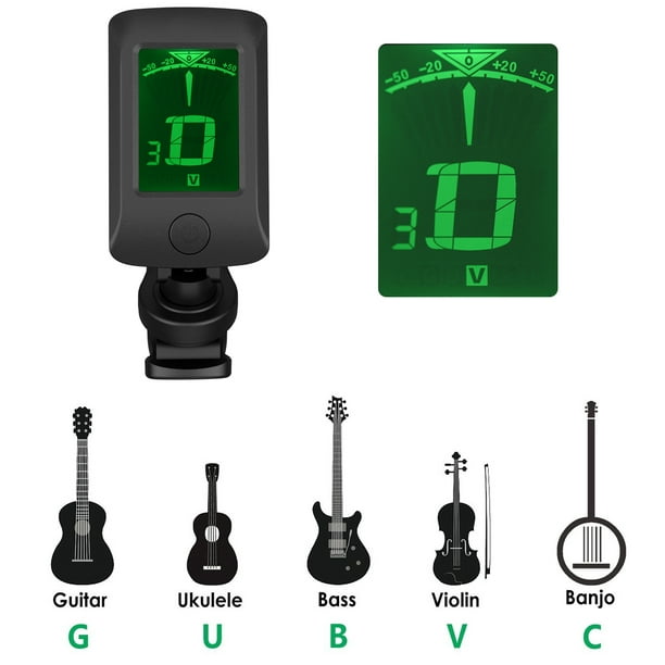 Accordeur de guitare électrique, pédale à Clip, chromatique, numérique,  Mini écran LCD, accordeurs pour guitare basse