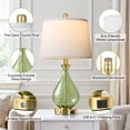 thumbnail image 4 of Green Glass Table Lamps for Living Room, Bedside Lamps Set of 2 with USB A+C Charging Ports, 3 Way Dimmable Touch Lamps for Nightstand, 22.5" Modern Table Lamp for Bedroom, Gold, 4 of 7