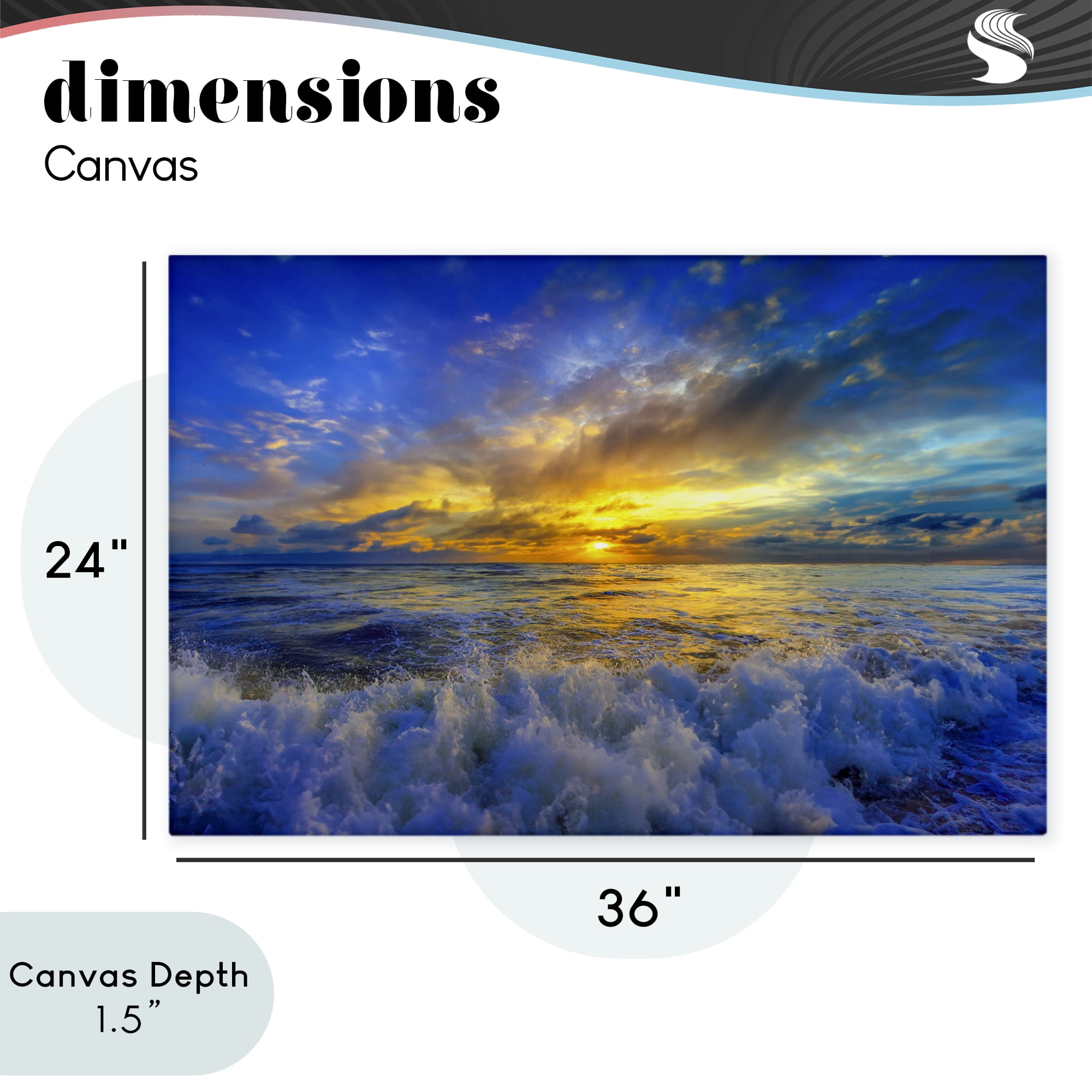 Stupell Industries Golden Blue Sunset over Waves Canvas Wall Art, design by Eszra Tanner