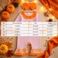 thumbnail image 4 of eczipvz Baby Girl Striped Waffle Knit Romper Set, Pumpkin Embroidery Ruffle Long Sleeve Jumpsuit with Matching Bow Headband, Fall Infant Outfit Orange 12-18 Months, 4 of 9
