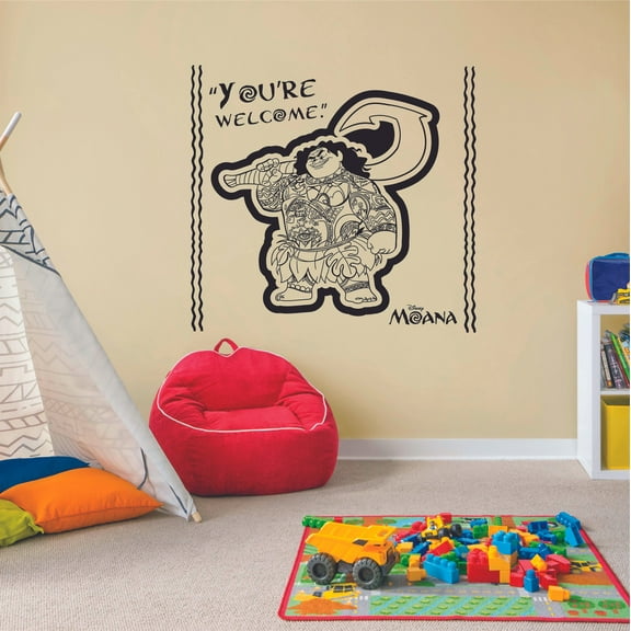 You're Welcome - Demi God Maui Quote Silhouette Disney Princess Moana Vinyl Wall Art Sticker Wall Decal Home Decoration Girl Boy Room Wall Decor Kinder Nursery Kids Children Room Size (30x30 inch)