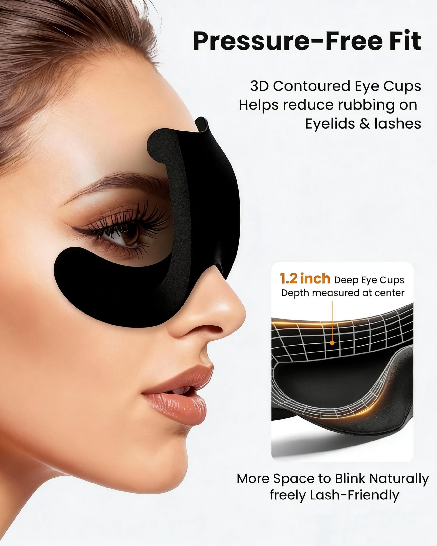 3 Pack Sleep Masks for Women & Men: Blackout Eye Mask for Sleeping - Soft 3D Contoured Zero Pressure Comfort for Side Sleepers and Travel