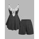 thumbnail image 1 of Conjunto Pijama Shorts de Cordones de Talla Extra con Aplicación Rosegal Pijamas y Batas Tallas Grandes, 1 of 5