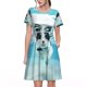 thumbnail image 1 of Easygdp Swimming Cat Goggles para Vestido Transpirable de Mujer, Vestido Suelto de Manga Corta con Pliegues y Bolsillos para el Verano, 1 of 6