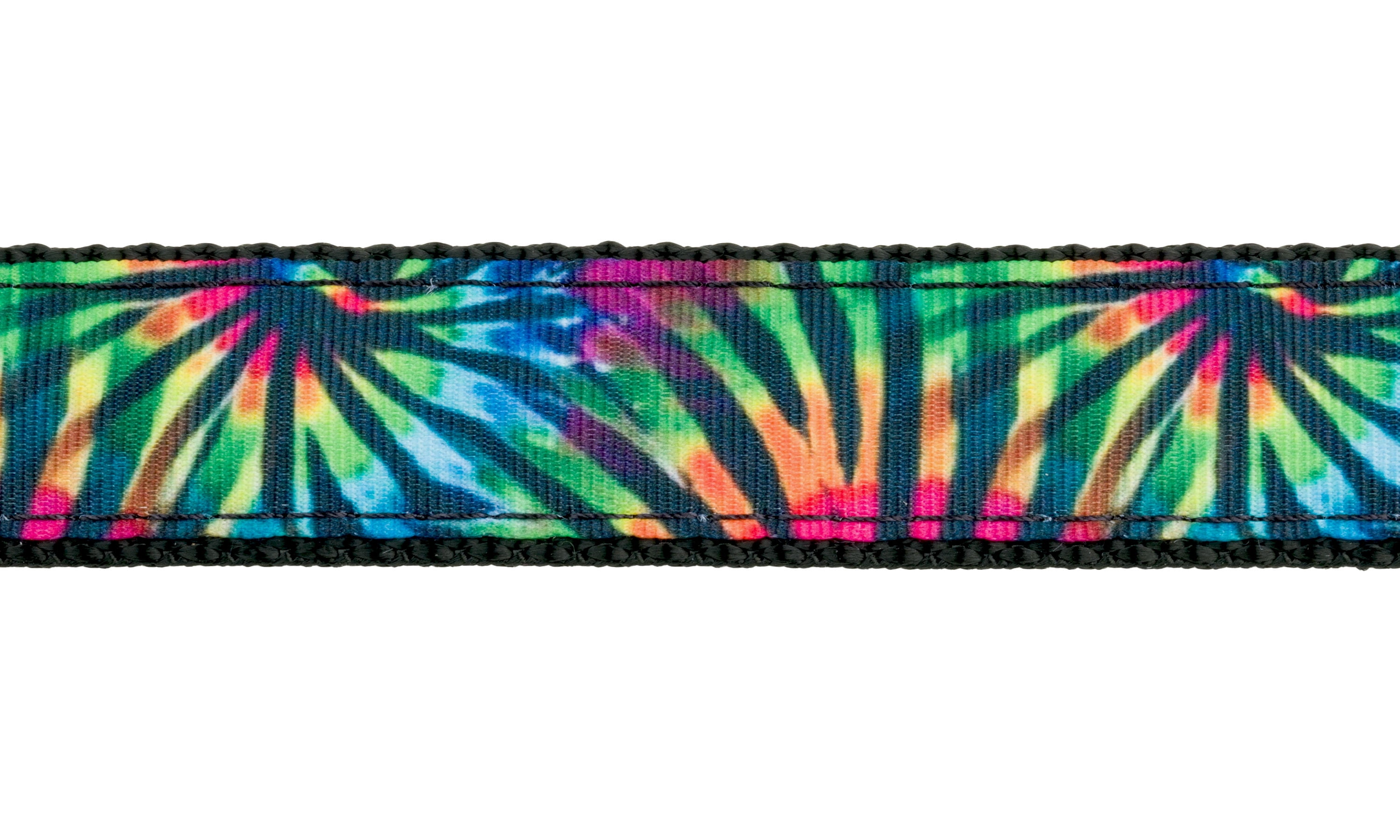 Country Brook Design - Tie Dye Stripes Ribbon on Black Nylon Webbing (1 Inch, 10 Yards)