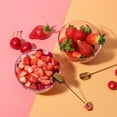 thumbnail image 3 of Pink Glass Dessert Bowls Set of 6 Ice Cream Bowl with 6 Gold-Plated Spoons Decorative Microwave Safe for Fruit,Snack,Candy Glass Bowl Set, 3 of 6