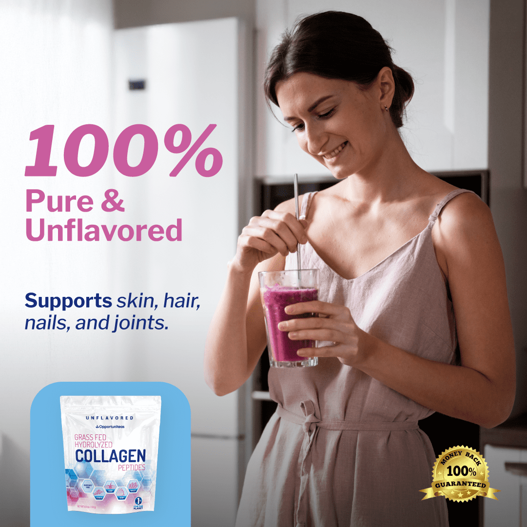 Opportuniteas - Collagen Peptides Powder, Grass Fed, Unflavored, 1 Ingredient, 15 servings